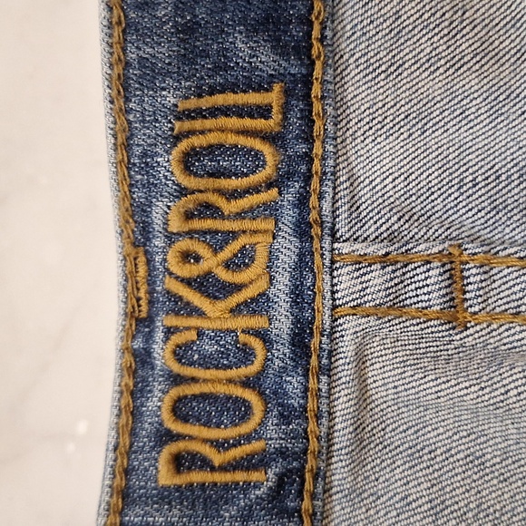 Rock & Roll Cowgirl Peplum Frayed Jean Skirt Festival Sz 31 Western Blue‎ Denim - Picture 2 of 9